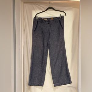 Womens Pilcro and the Letterpress Linen Cotton Blue Wide Leg Pants Pockets Sz 6
